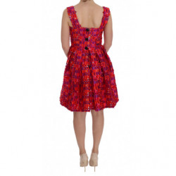 Abito a trapezio sopra le ginocchia con motivo rosa - IT40-S