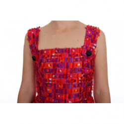 Abito a trapezio sopra le ginocchia con motivo rosa - IT40-S