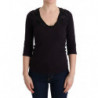 T-shirt viola in cotone con scollo a V - S