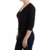 T-shirt viola in cotone con scollo a V - S