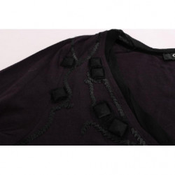 T-shirt viola in cotone con scollo a V - S