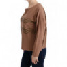 Maglione borchiato in cotone marrone - S
