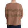 Maglione borchiato in cotone marrone - S