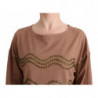 Maglione borchiato in cotone marrone - S