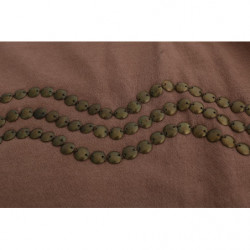 Maglione borchiato in cotone marrone - S