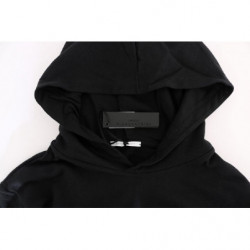 Maglione di cotone con cappuccio casual da palestra nero - L