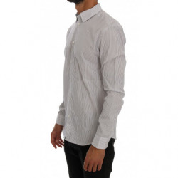 Camicia vestibilità regolare in cotone casual a righe blu bianche - XL