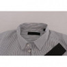 Camicia vestibilità regolare in cotone casual a righe blu bianche - XL