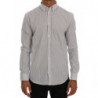 Camicia vestibilità regolare in cotone casual a righe blu bianche - L