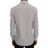 Camicia vestibilità regolare in cotone casual a righe blu bianche - L
