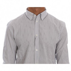 Camicia vestibilità regolare in cotone casual a righe blu bianche - L