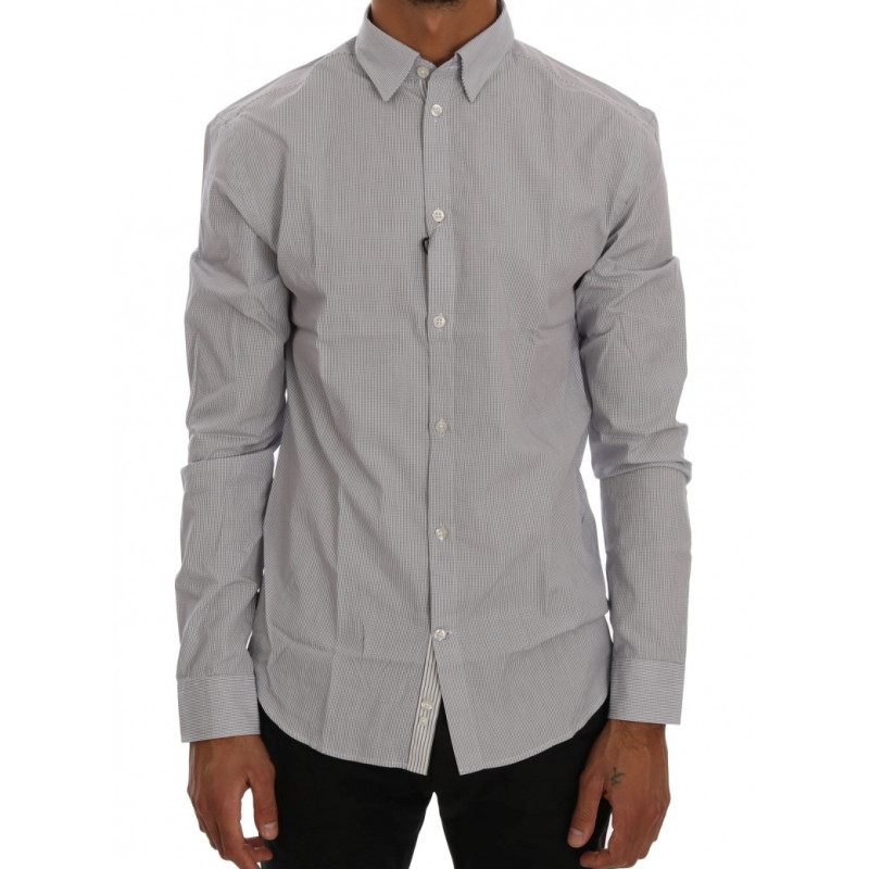 Camicia vestibilità regolare cotone casual motivo check bianco blu