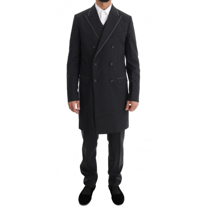 Abito 3 pezzi a due bottoni in lana stretch grigia - IT48 - M