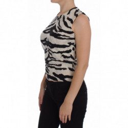 Canotta con canotta in maglia di cashmere 100% zebrata - IT38-XS