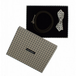 Confezione regalo cintura da uomo pelle papillon seta bianca - 115