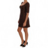 Abito a trapezio in broccato floreale marrone nero - IT40-S