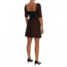 Abito a trapezio in broccato floreale marrone nero - IT40-S