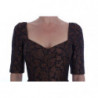 Abito a trapezio in broccato floreale marrone nero - IT40-S