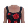 Abito a trapezio con paillettes a pois rossi neri - IT40-S