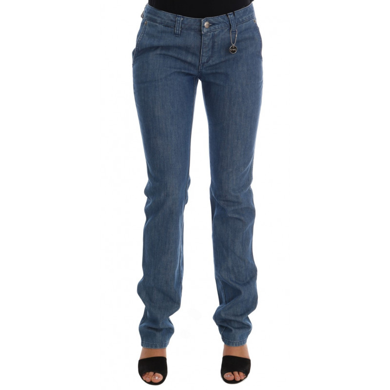 Jeans slim in denim di cotone lavaggio blu - W26