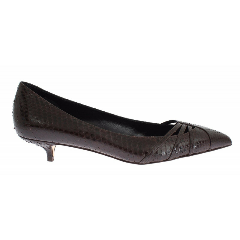 Scarpe dÃ©colletÃ© con tacco gattino in pelle marrone - EU35/US4.5