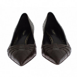 Scarpe dÃ©colletÃ© con tacco gattino in pelle marrone - EU35/US4.5