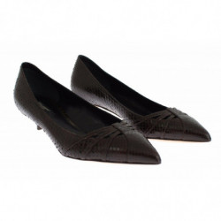 Scarpe dÃ©colletÃ© con tacco gattino in pelle marrone - EU35/US4.5