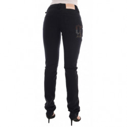 Jeans vestibilità regolare in denim di cotone nero elasticizzato - W27