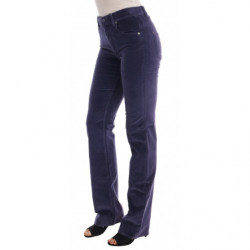 Pantaloni bootcut elasticizzati in velluto a coste viola - W26