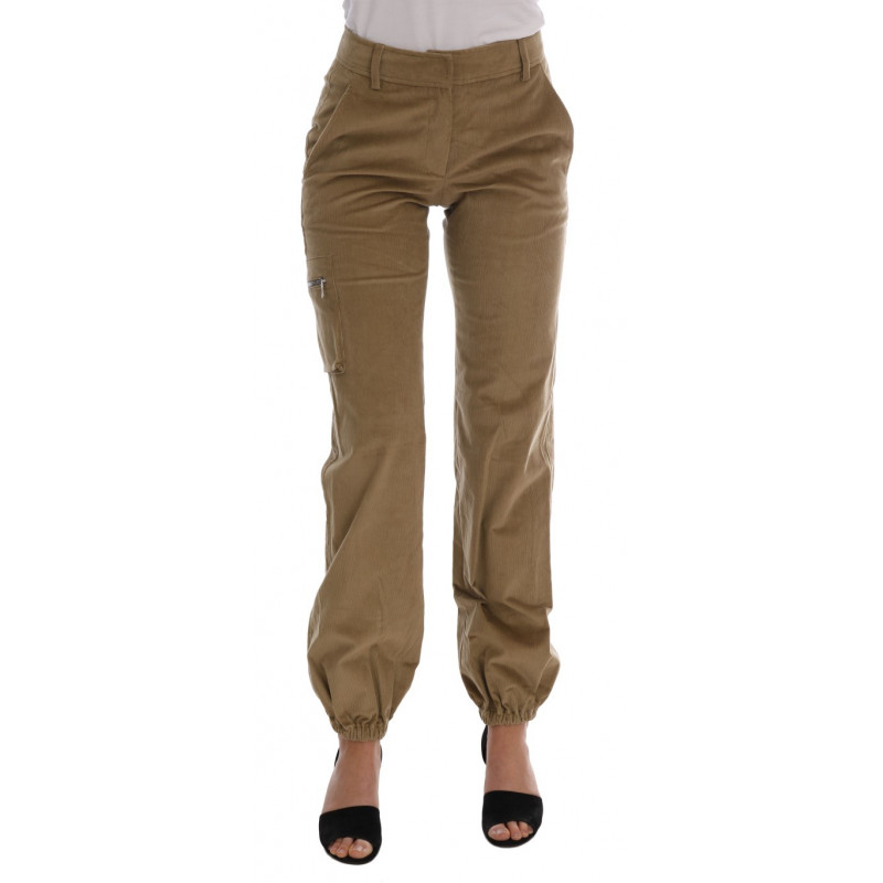 Pantaloni in velluto a coste di cotone beige - IT38-XS
