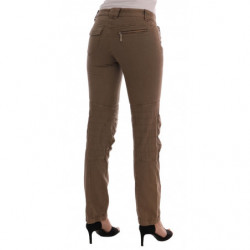 Pantaloni slim fit casual in cotone marrone - IT38-XS