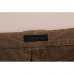 Pantaloni slim fit casual in cotone marrone - IT38-XS