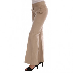 Pantaloni bootcut in cotone beige - IT38-XS