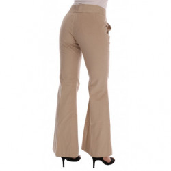 Pantaloni bootcut in cotone beige - IT38-XS