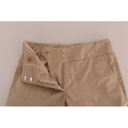 Pantaloni bootcut in cotone beige - IT38-XS