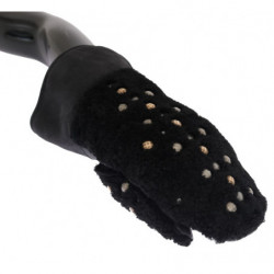 Guanti borchiati in pelle nera Shearling - 9-M