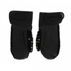 Guanti borchiati in pelle nera Shearling - 9-M