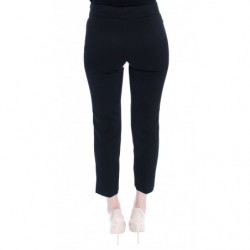 Pantaloni eleganti Capri elasticizzati in cotone nero - IT42-M