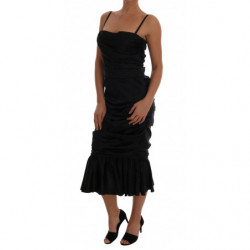 Abito con gonna arricciata a sirena nera - IT44-L