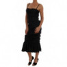 Abito con gonna arricciata a sirena nera - IT44-L