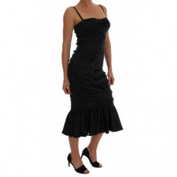 Abito con gonna arricciata a sirena nera - IT44-L
