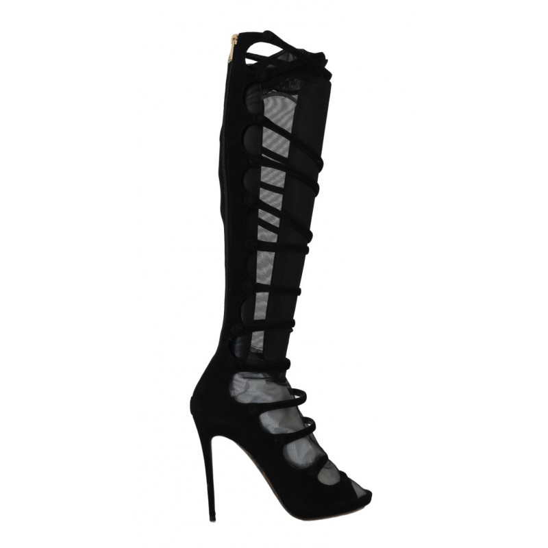 Cinghie elastiche in pelle scamosciata nera - EU39/US8.5