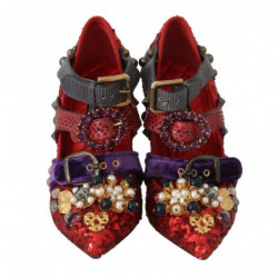 Scarpe tacco borchie cristallo rosso paillettes - EU36/US5.5