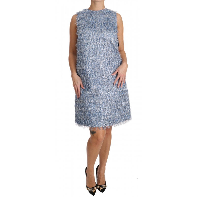 Abito a trapezio con frange azzurre - IT46-XL