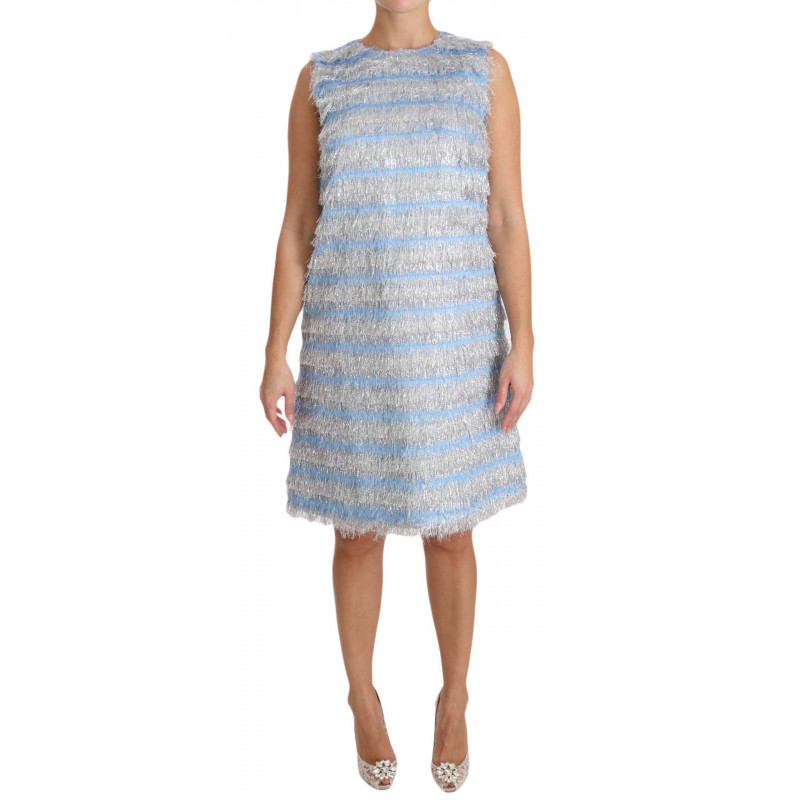 Abito a trapezio argento azzurro - IT44-L