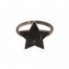 Anello da donna in argento 925 con stella nera CZ - EU50 - US5
