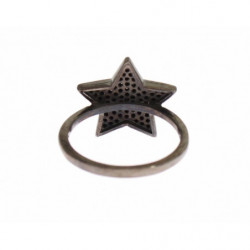 Anello da donna in argento 925 con stella nera CZ - EU50 - US5