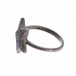 Anello da donna in argento 925 con stella nera CZ - EU50 - US5