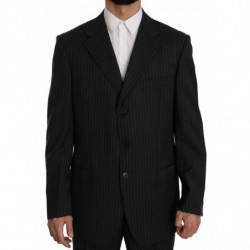 Abito a due pezzi a 3 bottoni in 100% lana a righe nere - IT52 - XL