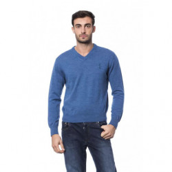 Maglione in lana merino blu...